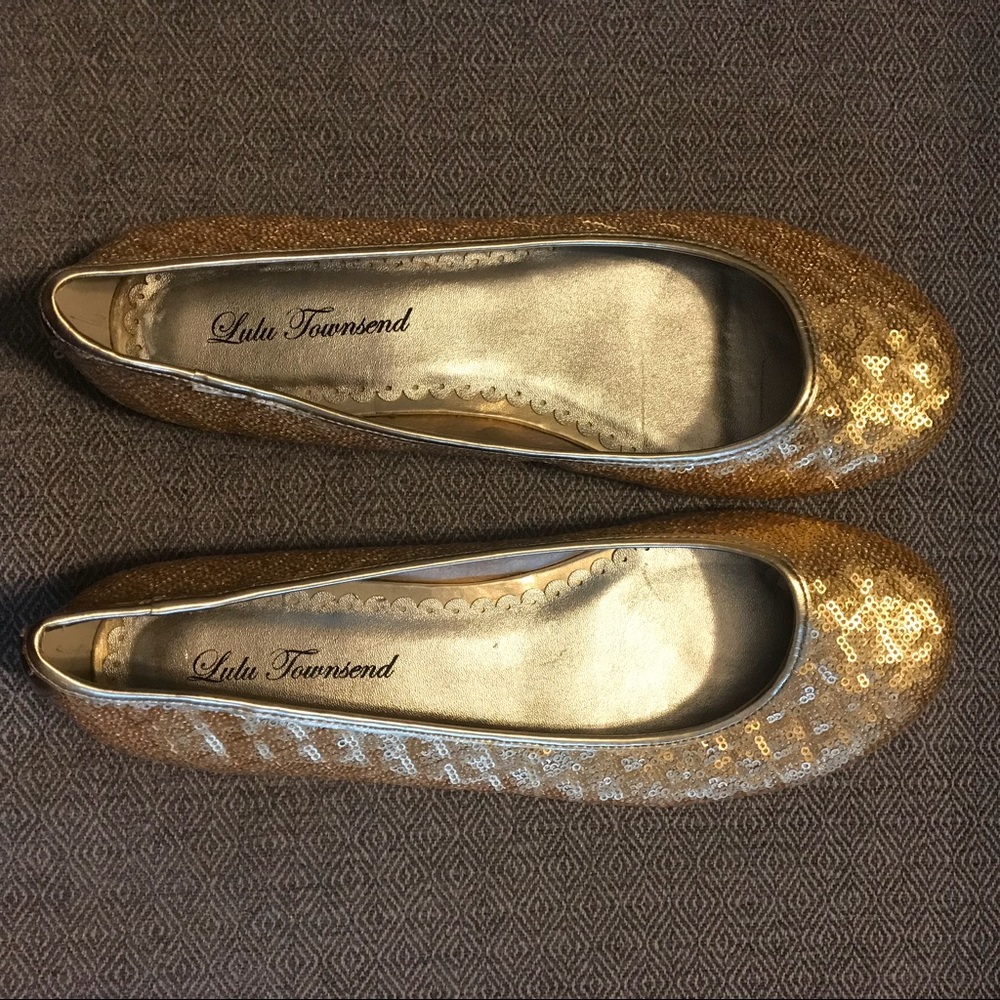 Gold Sequin Ballet Flat Size 9.5